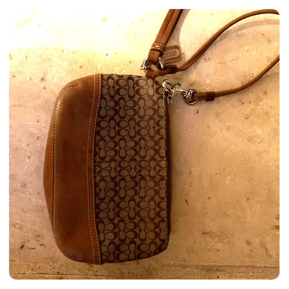 Coach signature stripe small wristlet